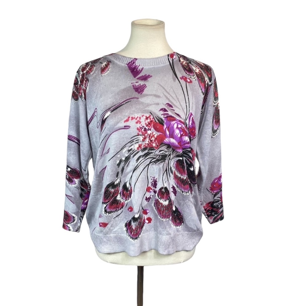 Woman’s Rebecca Malone floral lightweight sweater size L